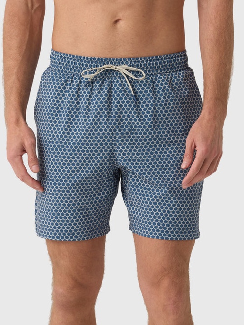 Faherty Swim Suit Trunks 7” Size Medium Fishscale Batik Blue Mesh Liner